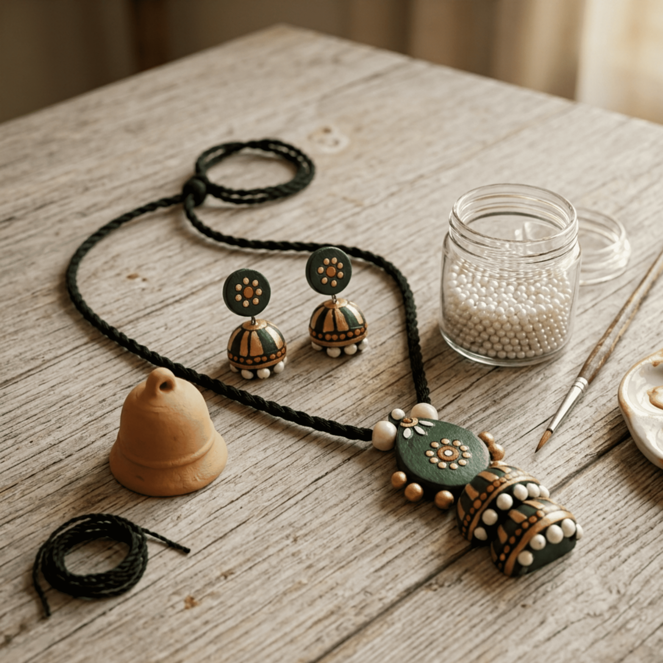 Terracotta Jhumka Pendant & Earring Set