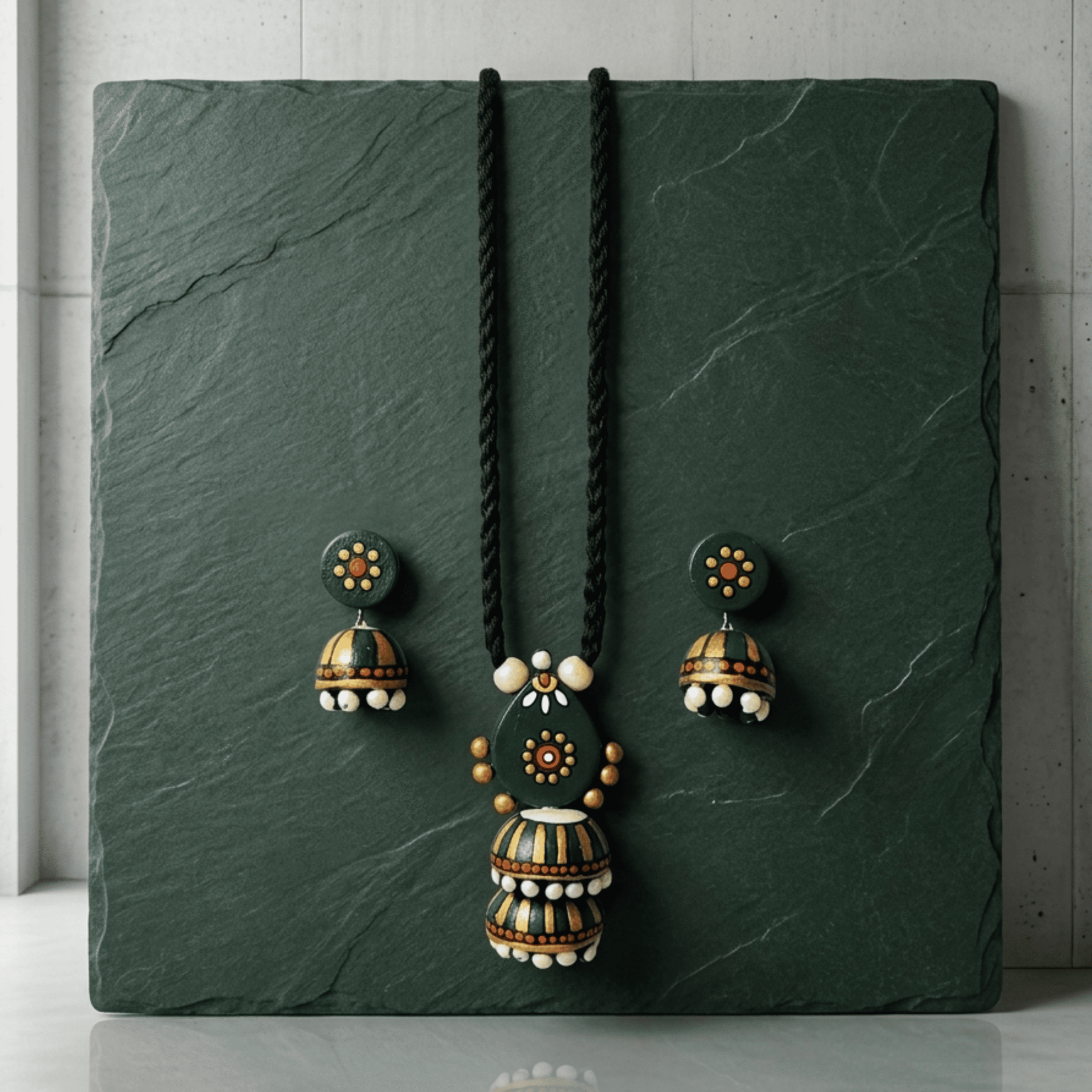 Terracotta Jhumka Pendant & Earring Set