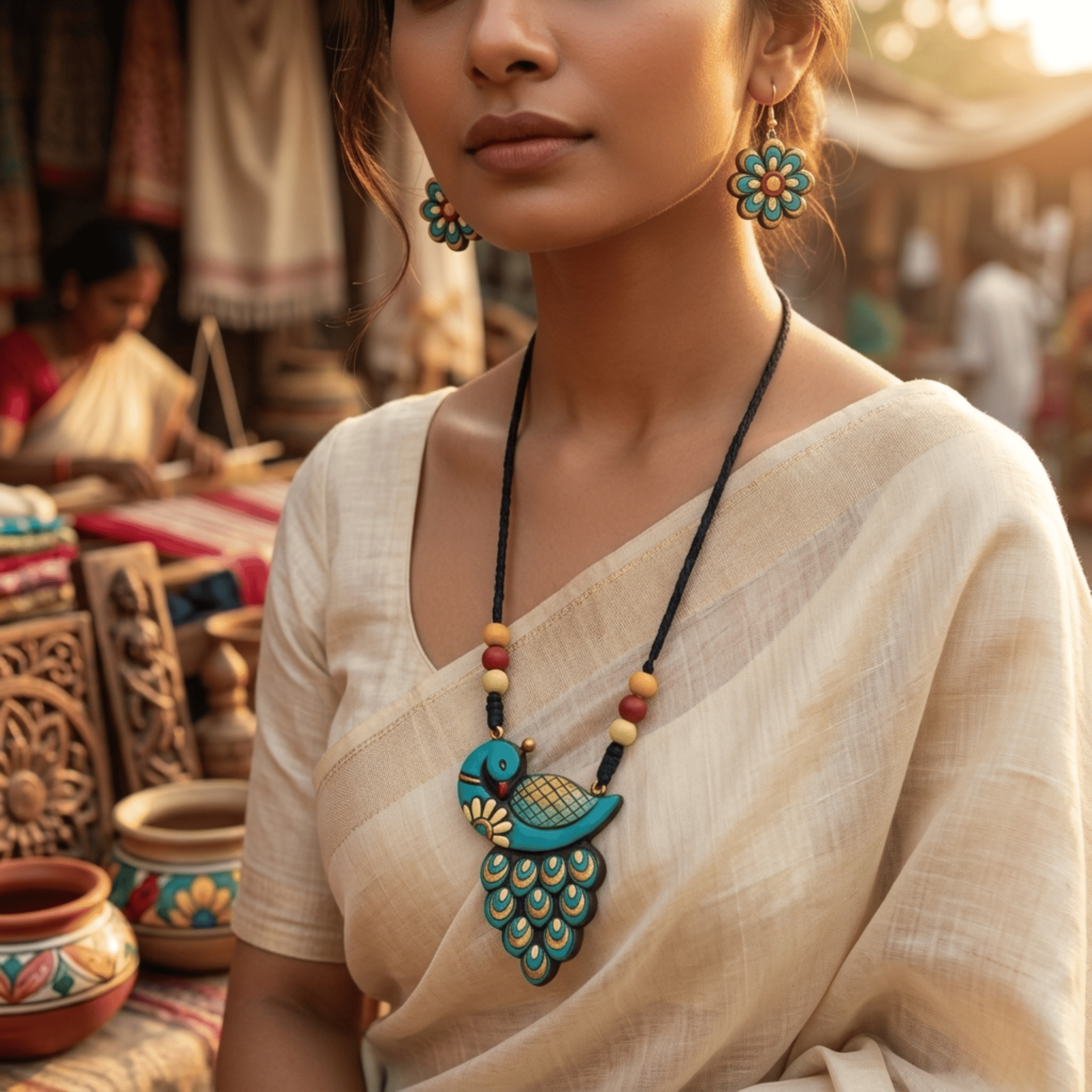 Earthly Elegance - Terracotta Peacock Set