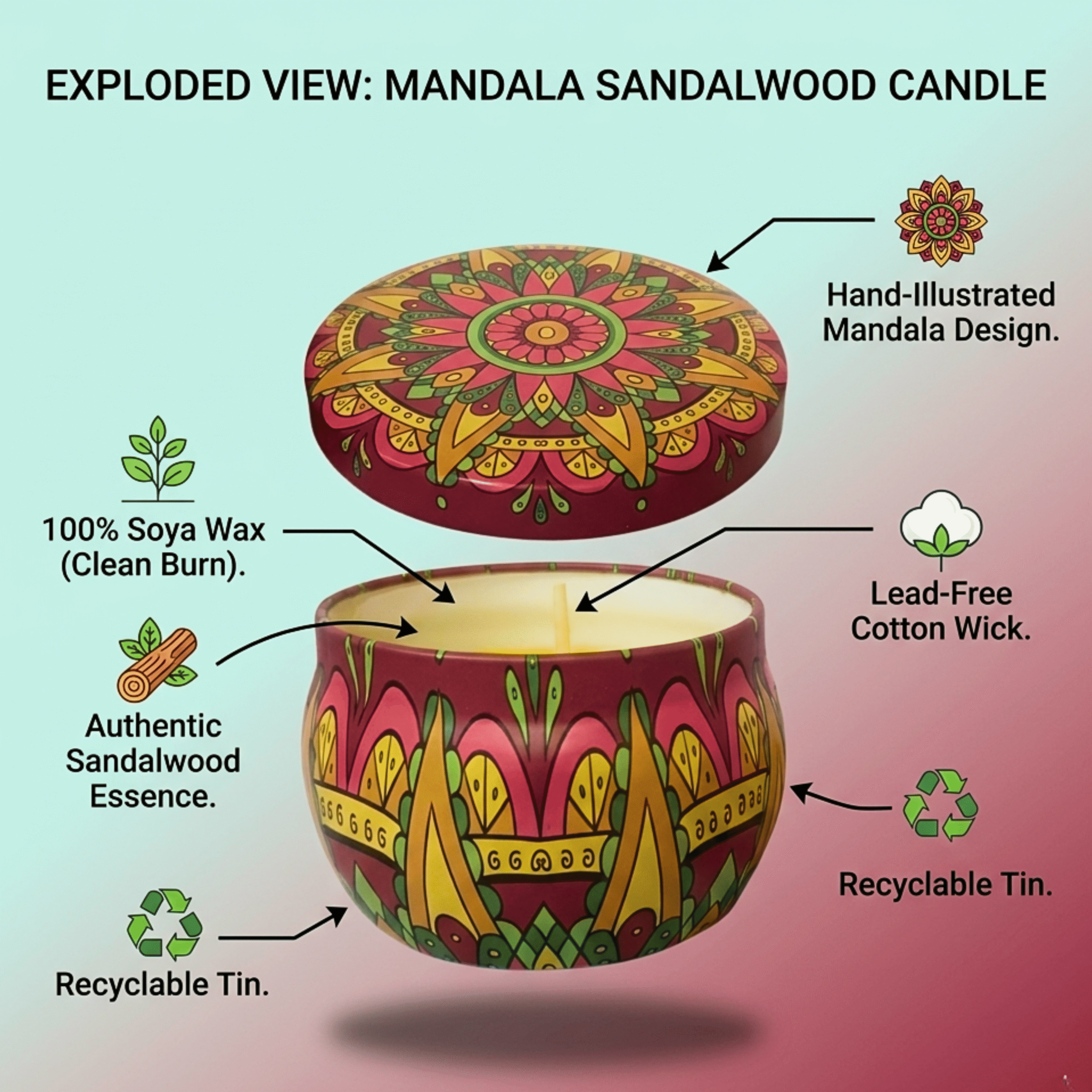 Somana Sandalwood Mandala Jar Candle (100g)