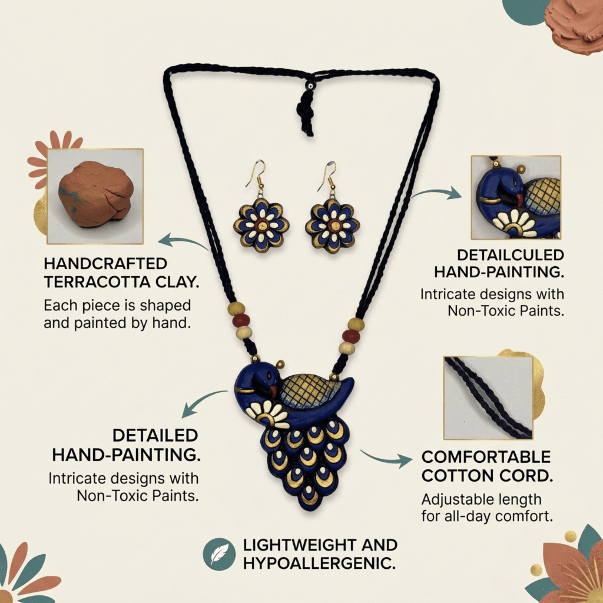 Mayura Mudra - Terracotta Peacock Set