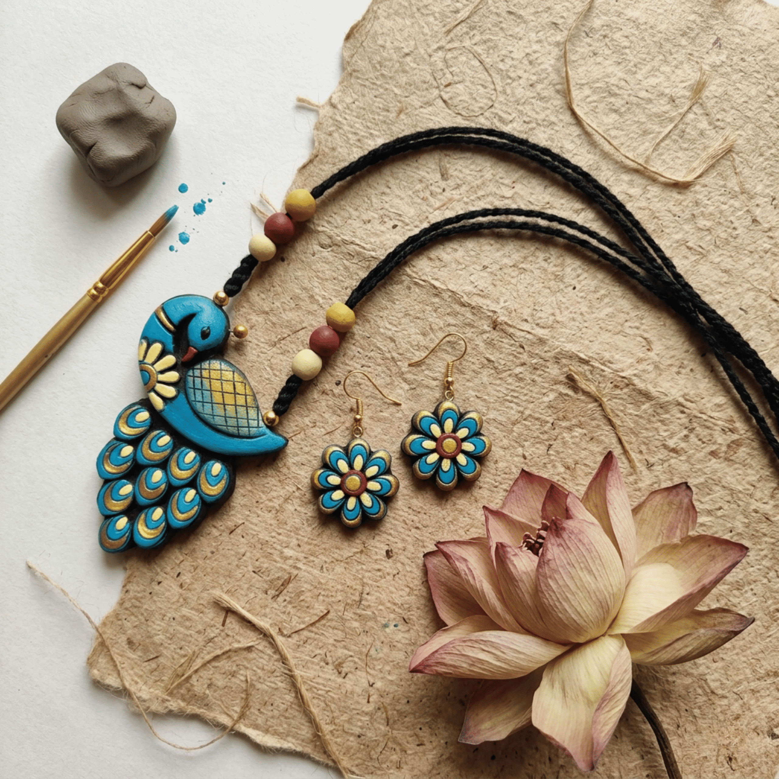 Earthly Elegance - Terracotta Peacock Set