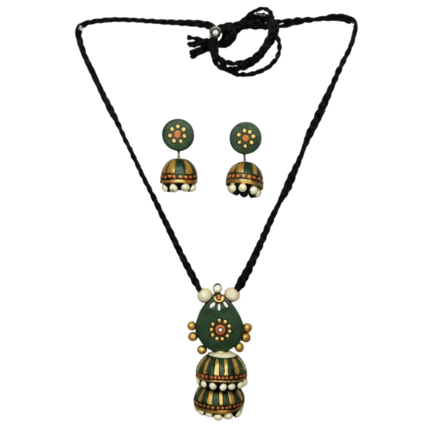 Terracotta Jhumka Pendant & Earring Set